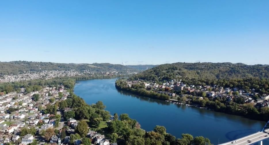 2 Aerial View of the Ohio river in Wheeling WV